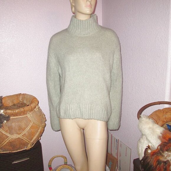 H&M Alpaca Wool Blend Sweater Size XS Pullover Turtleneck Ribbed Oversized Crop - Picture 1 of 10